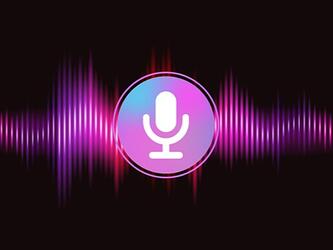 microphone icon against soundwave background